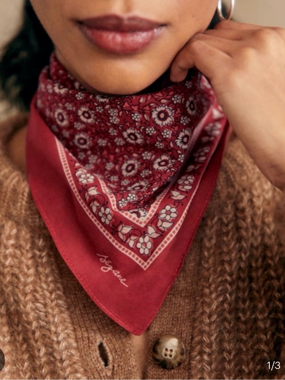 Sezane Le Foulard Pour La Vie Red Floral Scarf - Unbranded